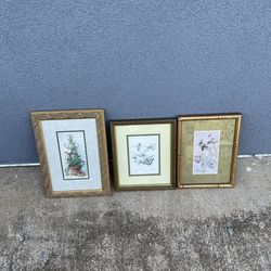 Thre Framed Pictures /wall Decor