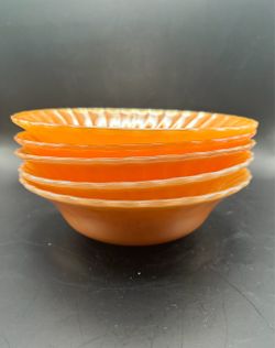Vintage Anchor Hocking Fire-King Peach Lustre Vegetable Bowls - Set of 5