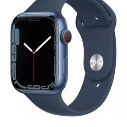 Apple Watch Series 7 GPS, 45mm Blue Aluminum Case with Abyss Blue Sport Band 