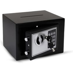Darice Safe Box for Money – Safe with Electronic Combination Lock and Emergency Key – Cash Safe with Money Slot – Ideal for Documents, Cash, Jewelry (