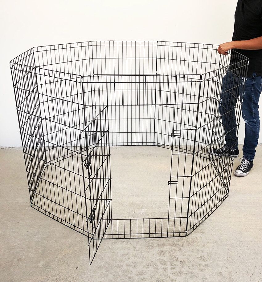 (NEW) $45 Foldable 42” Tall x 24” Wide x 8-Panel Pet Playpen Dog Crate Metal Fence Exercise Cage Play Pen