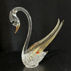 Spun Glass Minature Swan Figurine