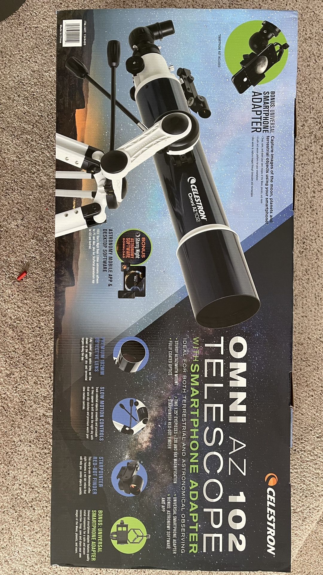 Celestron Omni az102 Telescope With Smartphone Adapter for Sale in