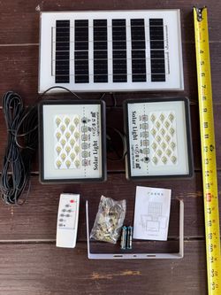 Solar Panel Kit w/ 2 LED Solar Lights, Remote, Outdoor Waterproof