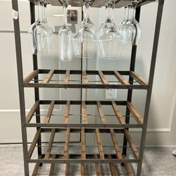Wooden and Metal Wine Rack 