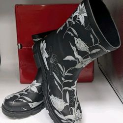 New Chooka Women's Floral Waterproof Memory Foam Rubber Ladies Rain Boots 