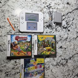 Nintendo 2ds scarlet red with games + charger