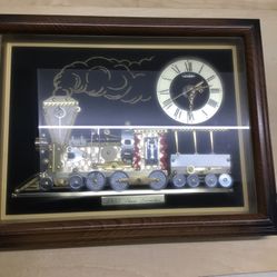 Vintage Locomotive Clock In Frame ( Made In Japan )