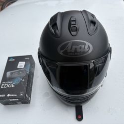Large Arai Corsair Motorcycle Helmet with Carso Bluetooth and Tinted Visor