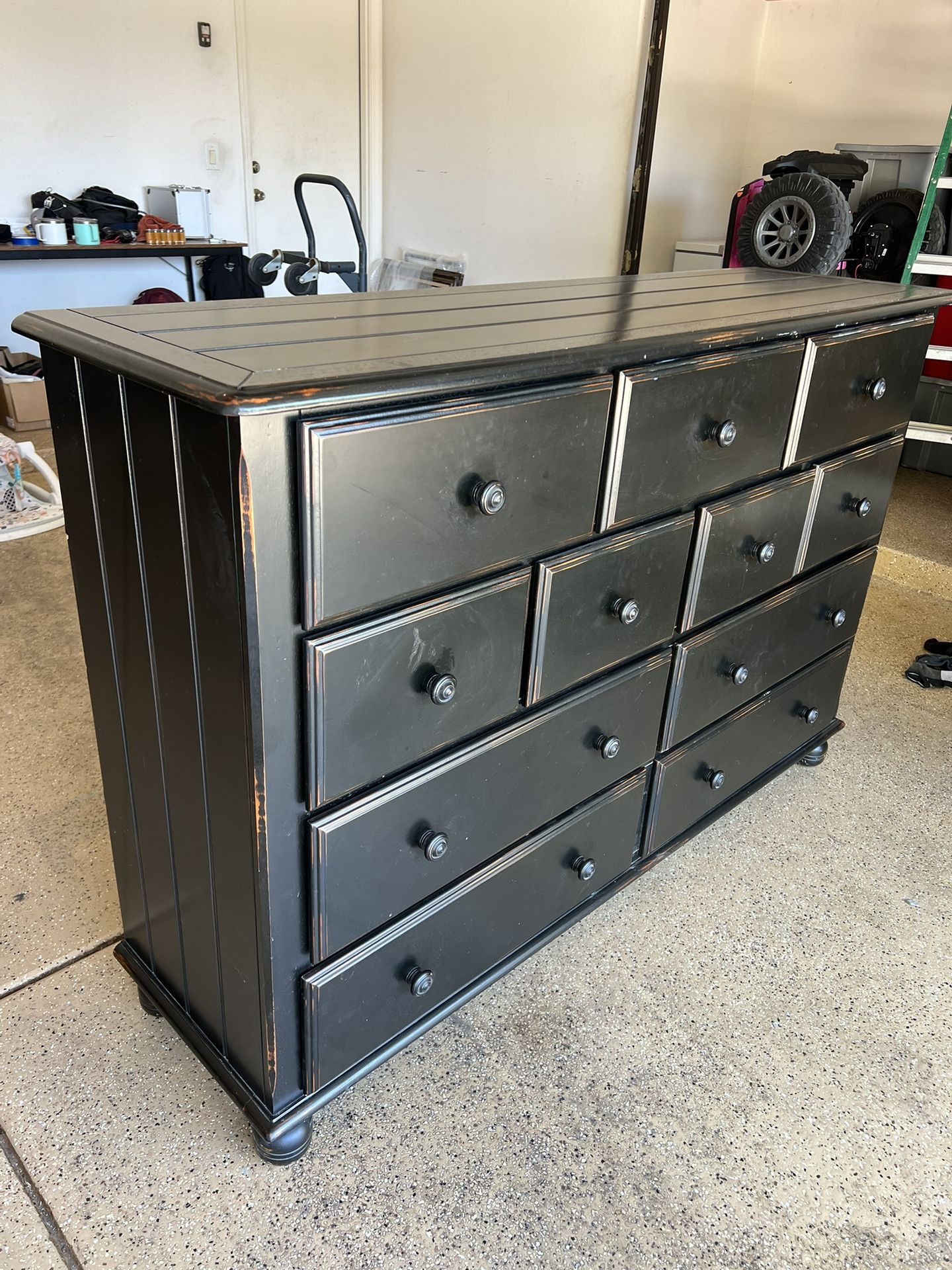 Black Distressed Large Dresser 