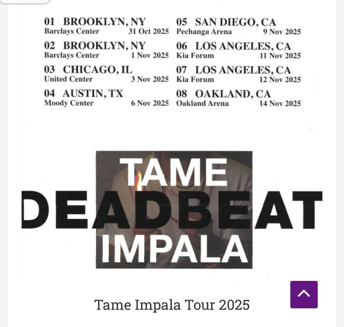 Tame Impala Concert Tickets 