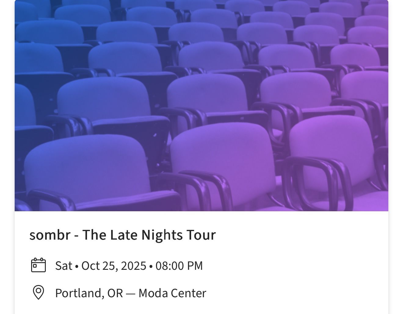Sombr Tickets Moda Center (2 Tickets) 