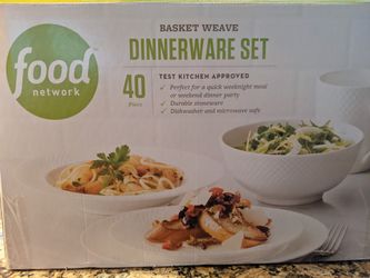 Food Network 40 piece dinner set.... Opened and ran through the dishwasher but never used