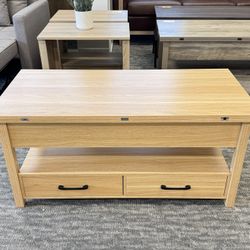 Lift-Top Coffee Table – 3-in-1 Multifunctional Storage Coffee Table with Drawers and Hidden Compartments, Converts into a Dining Table, Per