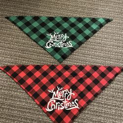 Dog Bandanas, 2 Pack Christmas Dog Cat Bandanas, Classic Plaid Pet Bandana, Triangle Bibs Kerchief Set Dog Cat Christmas Costume Accessories Decoratio