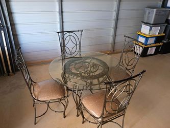 Glass top Dinning table with 4 chairs ( Free Delivery if Needed)
