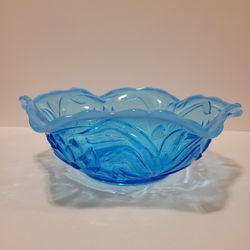 Fenton Opalescent Glass Water Lily Bowl Ruffled Edge 