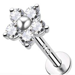 NEW Oufer 16g 8mm Stainless Steel S925 Flower Nose Ring Stud