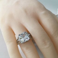 Sterling Silver Princess Ring, Size 7