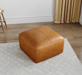 Hustle Square Top-Grain Genuine Leather Ottoman