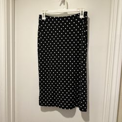 New Directions Black And White Polka Dot Pencil Midi Skirt Size M