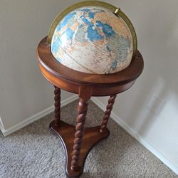 Vintage Floor Standing Globe with Wood Base