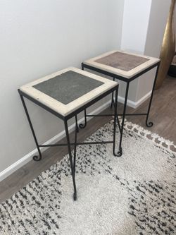 Rod Iron & Stone End Tables