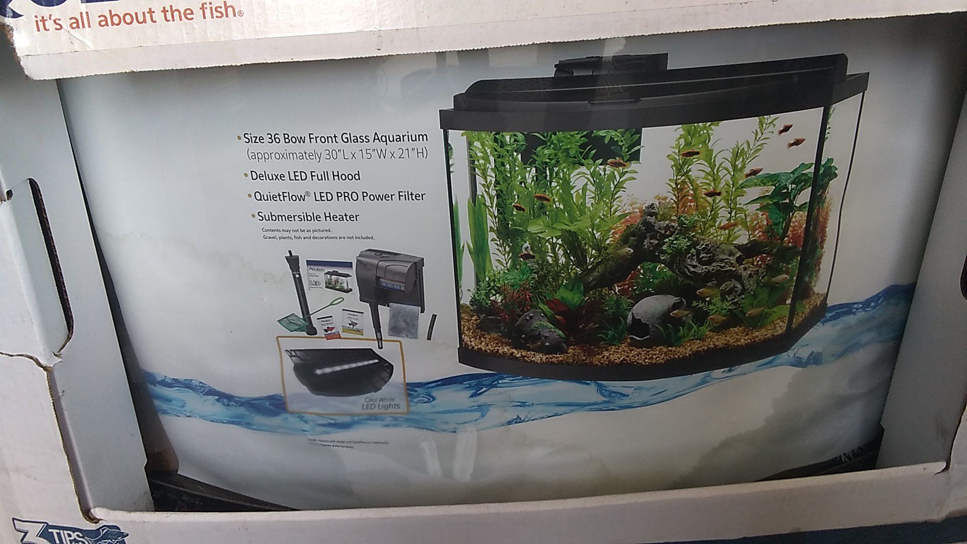 Deluxe LED 36 inch bowl front aquarium kit