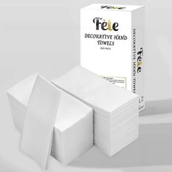 200 White Disposable Hand Towels for Bathroom, Disposable Linen-Feel Guest Towels – Formal Dinner, Anniversary, and Wedding Napkins for Tables, 8.5x4-