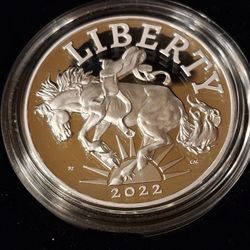 2022 US Mint American Liberty Proof 1 Troy Ounce 999 Silver Mustang Medal