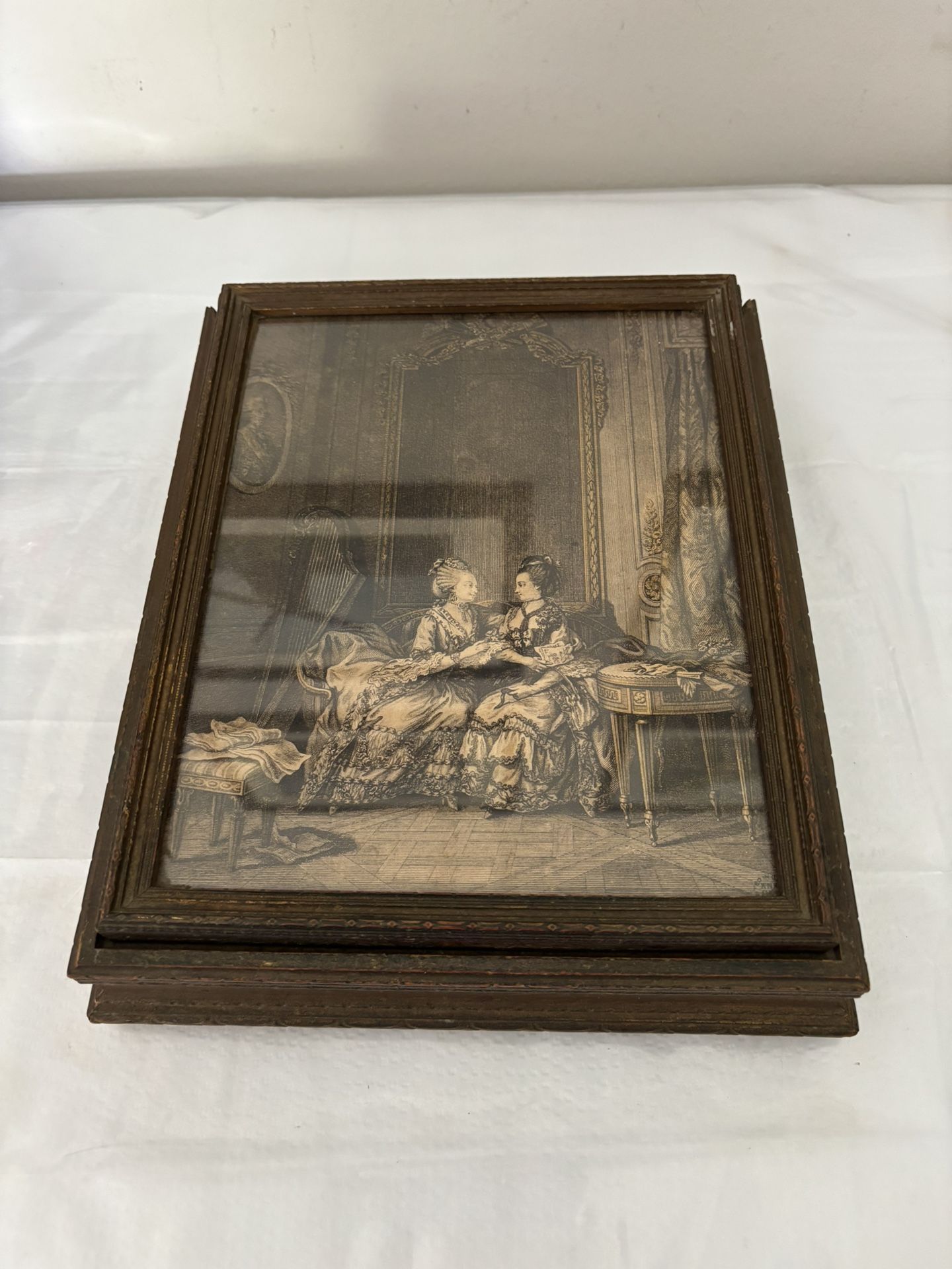 French Wooden-Lidded-Mirror-Jewelry Box and Art Print