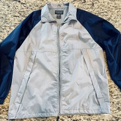 Men Windbreaker Rain Grey / Navy Blue Jacket XL
