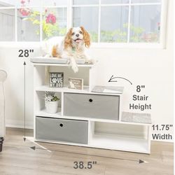 Pet Window Perch Bookshelf With Storage Baskets