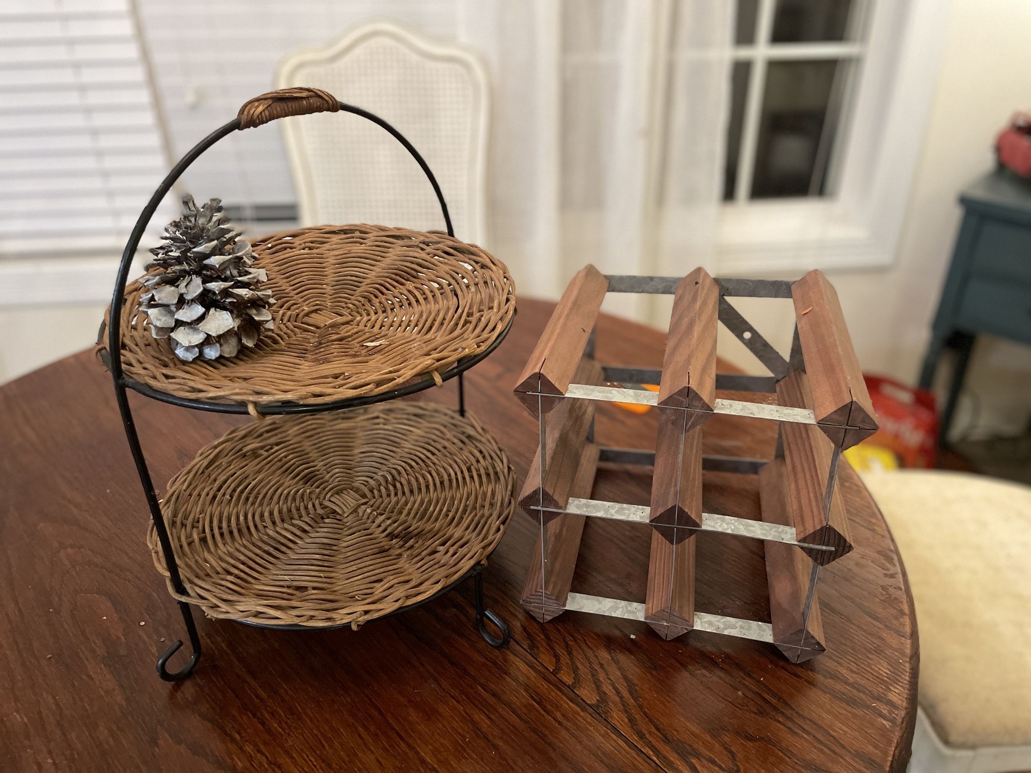 Wooden Wine Rack And Dessert Tray