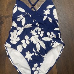 Womans Blue And White Bathing Suit Size Large By Cole Of California #15