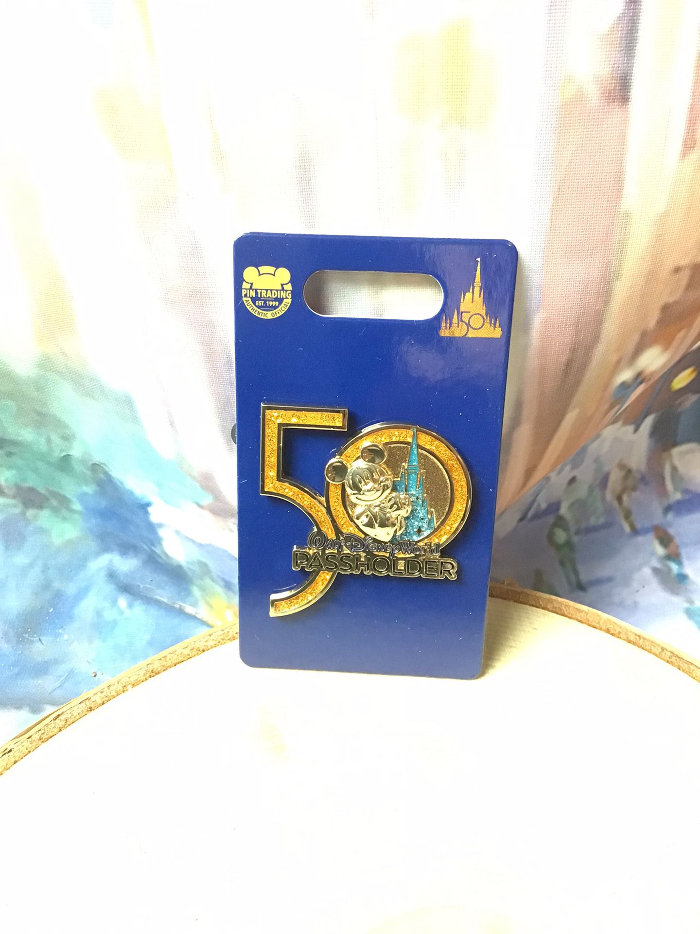 Walt Disney World Parks 50th Anniversary  Mickey Mouse Castle Passholder Pin 