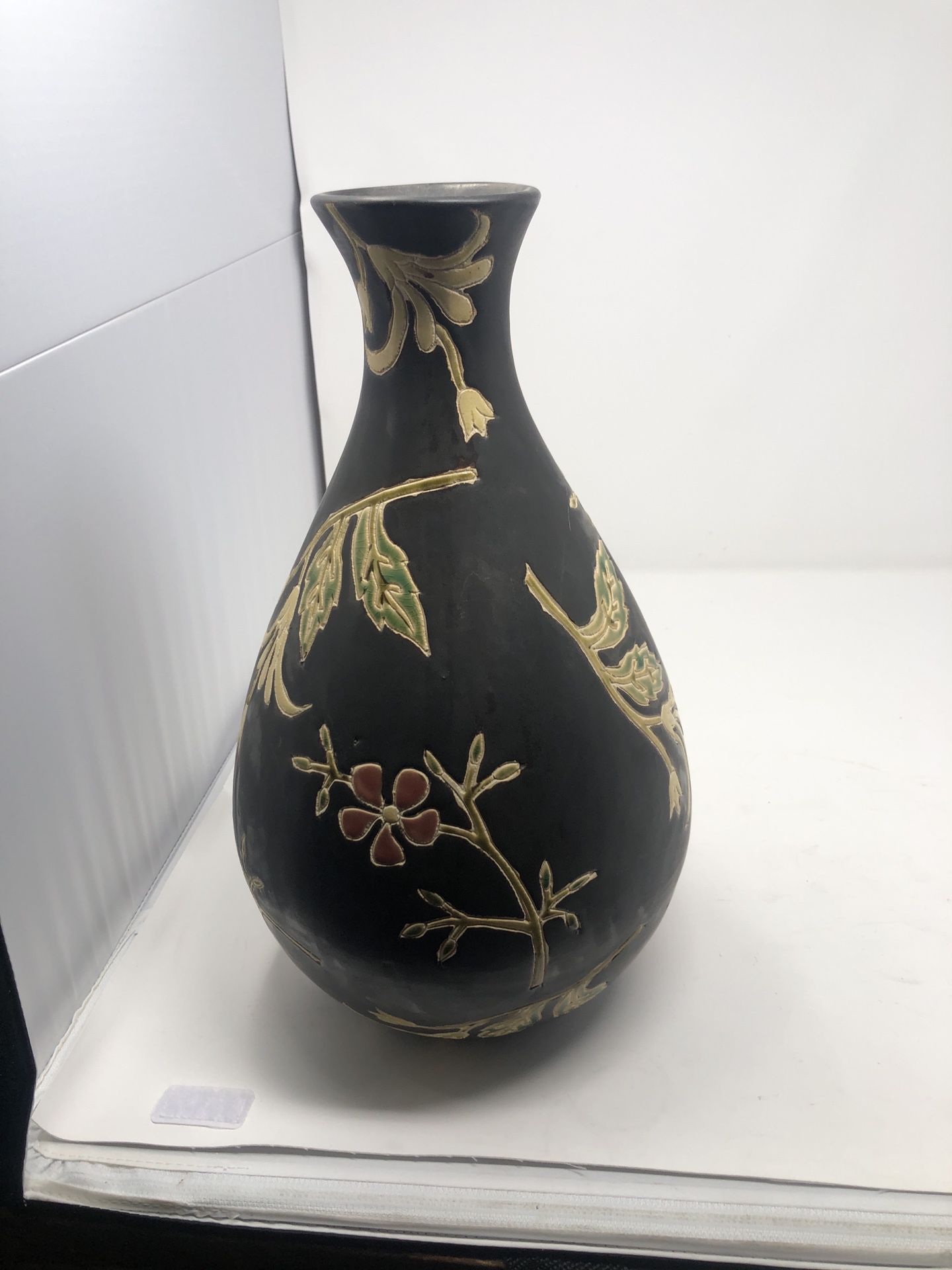 Ceramic Vase With Flowers  15in 