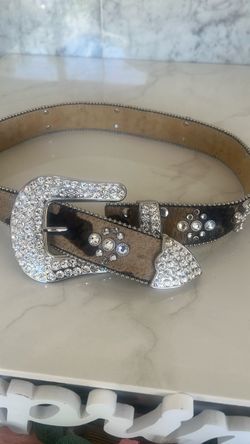 Rhinestone Buckle Cowhide Western Belt