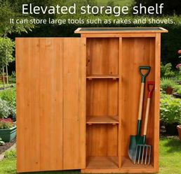 Newly Assembled Wooden Outdoor Storage Shed Flat Roof Waterproof Garage Storage