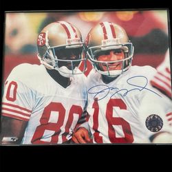 Jerry Rice & Joe Montana Autographed Framed 8x10 Inscription Beckett Reproduced.