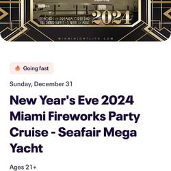 New Year's Eve 2024 Miami Fireworks Party Cruise - Seafair Mega Yacht