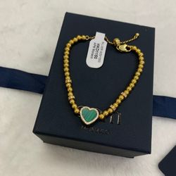 Apm Monaco Malachite Heart Bead Adjustable Bracelet