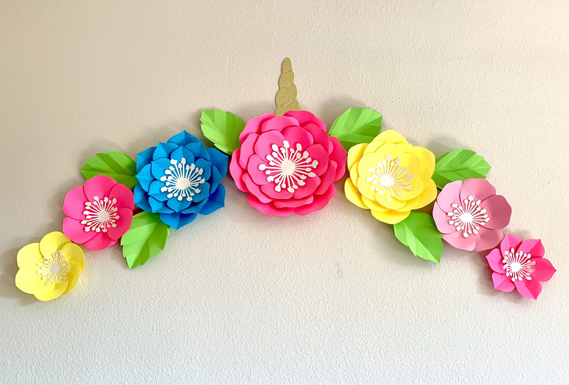 Paper flowers wall decor