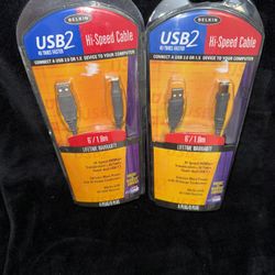 BELKIN USB 2 HI-SPEED CABLES - 6'/1.8m - NEW IN PACKAGE - $8 EACH