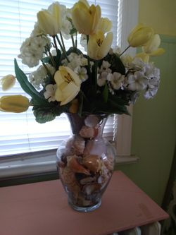 Vase with faux flowers