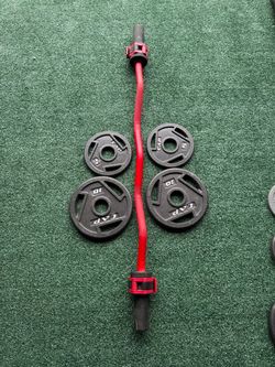 SYNERGEE Curl Bar with Weight Plates Set