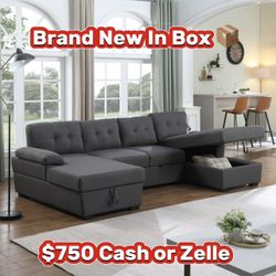 U Shape Sectional Couch 🛋️ Brand New Double Storage And Pull Out Bed 🛏️ Brand New 
