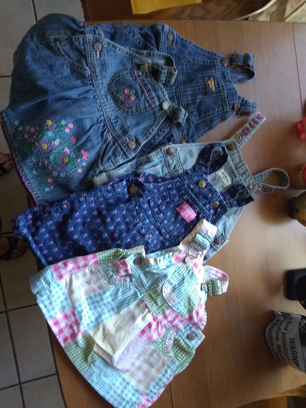 5 OshKosh B'Gosh vestbak overall bib 3 dresses 2 shorts 5 piece lot 9 months through 3T vintage to now