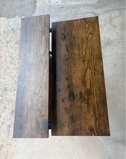 Black and wood desk sturdy