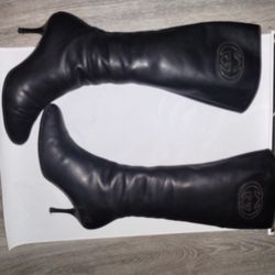100% Authentic Gucci Stil Pelle Cuoio Heeled Boots 9b  $125 